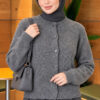 Basic Button-Front Knit Cardigan Smoke