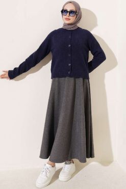 Alternative view of Basic Button-Front Knit Cardigan Navy Blue