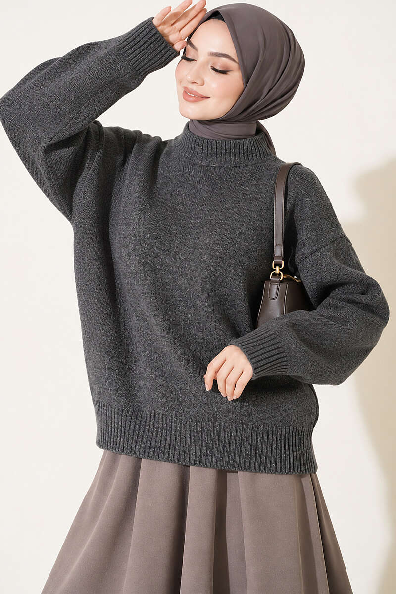 Basic Drop-Shoulder Knit Tunic Smoke – Bild 3