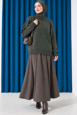 Alternative view of Basic Drop-Shoulder Knit Tunic Khaki