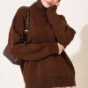 Basic Drop-Shoulder Knit Tunic Brown