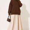 Basic Drop-Shoulder Knit Tunic Brown - Image 2