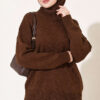 Basic Drop-Shoulder Knit Tunic Brown - Image 3