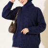 Basic Drop-Shoulder Knit Tunic Navy Blue