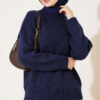 Basic Drop-Shoulder Knit Tunic Navy Blue - Afbeelding 3