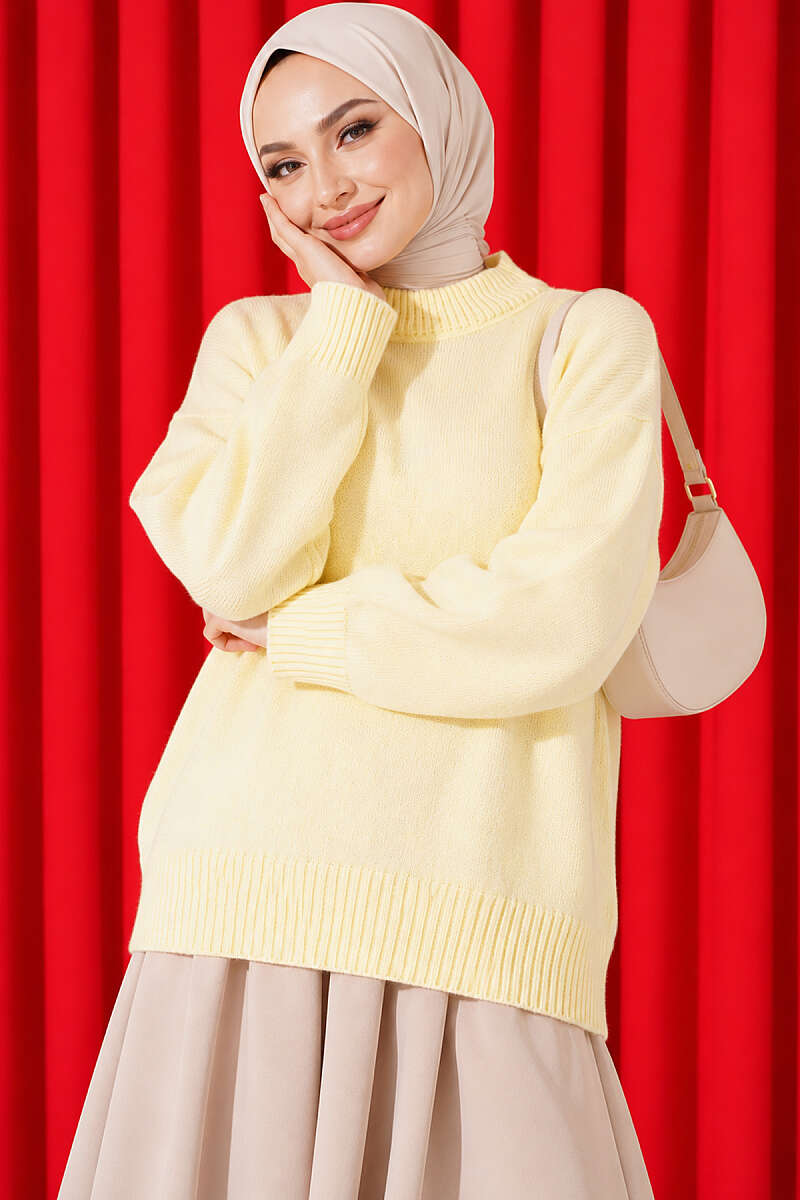 Basic Drop-Shoulder Knit Tunic Yellow