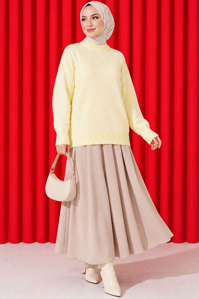Basic Drop-Shoulder Knit Tunic Yellow – Bild 2