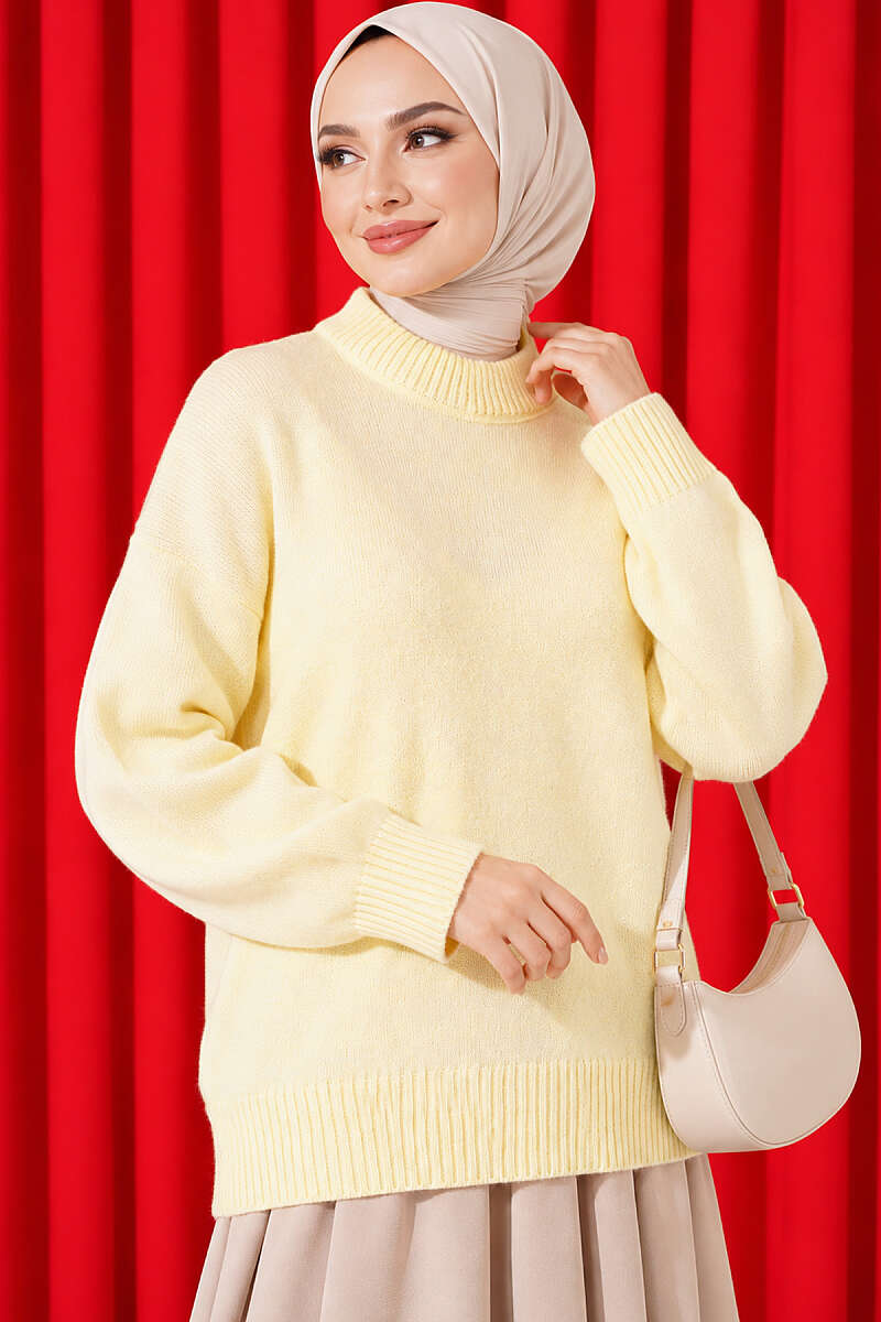Basic Drop-Shoulder Knit Tunic Yellow – Bild 3