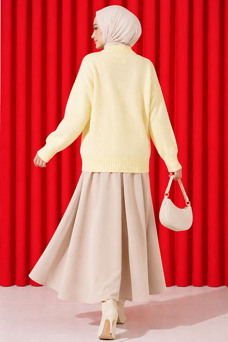 Basic Drop-Shoulder Knit Tunic Yellow – Bild 4