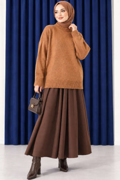 Alternative view of Basic Drop-Shoulder Knit Tunic Tan
