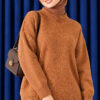 Basic Drop-Shoulder Knit Tunic Tan