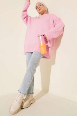 Alternative view of Basic Oversized Knit Tunic Pink