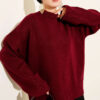 Basic Oversized Knit Tunic Burgundy – Bild 5