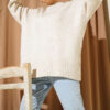 Basic Oversized Knit Tunic Beige