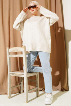 Alternative view of Basic Oversized Knit Tunic Beige