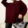 Basic Oversized Knit Tunic Burgundy