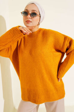 Basic Oversized Knit Tunic Mustard