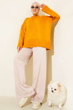Alternative view of Basic Oversized Knit Tunic Mustard