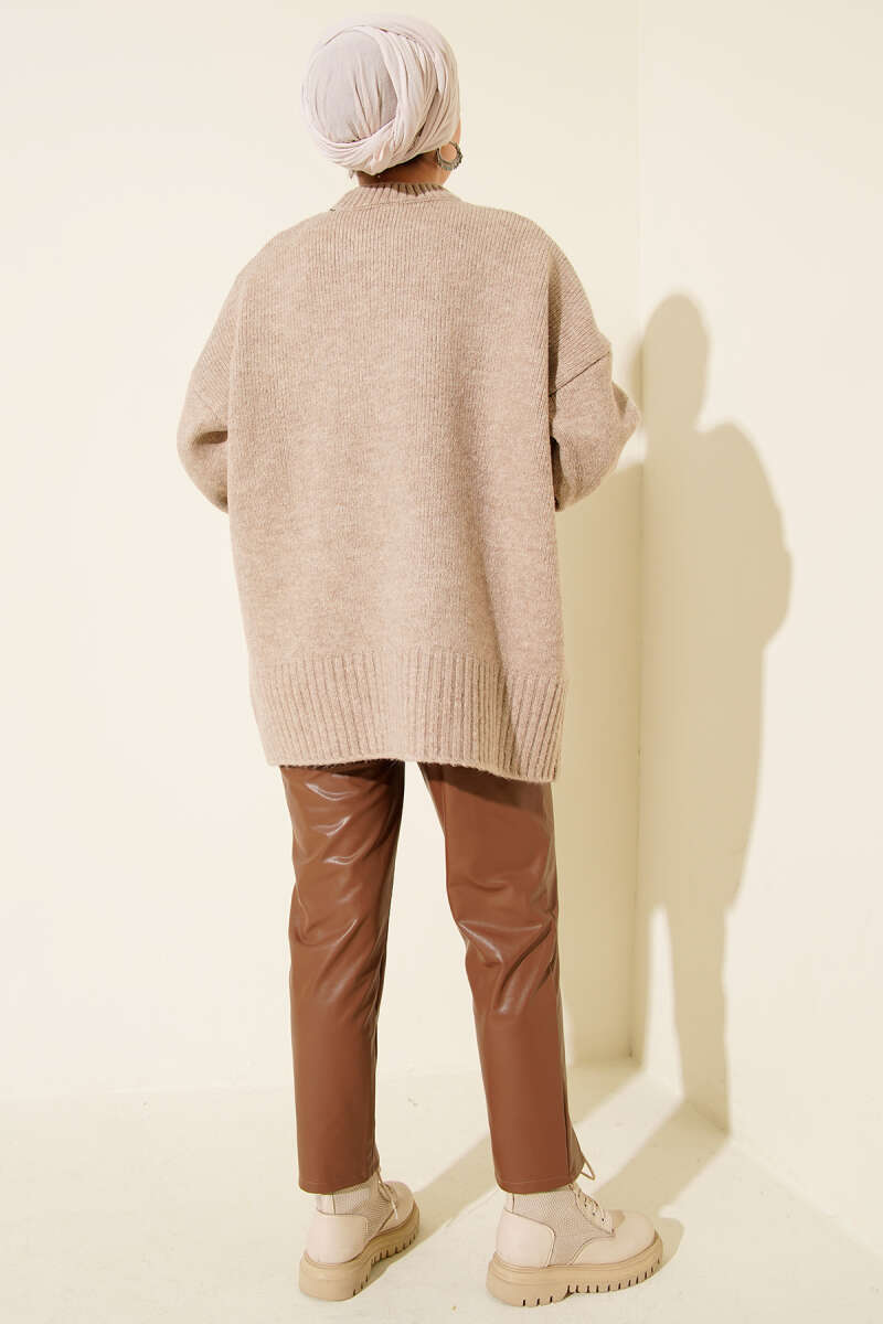 Basic Oversized Knit Tunic Stone - Imagen 3