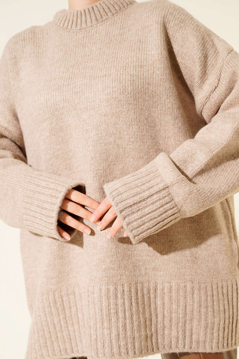 Basic Oversized Knit Tunic Stone - Imagen 4