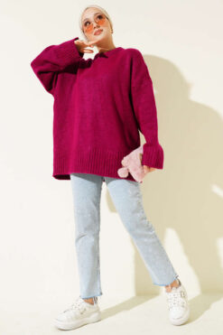 Alternative view of Basic Oversized Knit Tunic Cherry