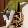Basic Oversized Knit Tunic Oil Green