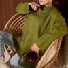 Basic Oversized Knit Tunic Oil Green – Image 2
