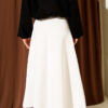 Basic Scuba Knit Hem Edge Skirt Ecru – Bild 3