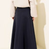 Basic Scuba Knit Hem Edge Skirt Navy Blue - الصورة 3