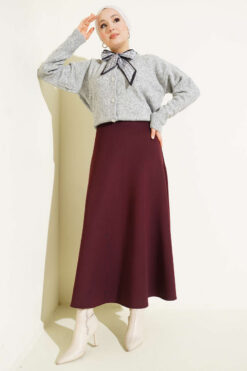 Alternative view of Basic Scuba Knit Hem Edge Skirt Plum