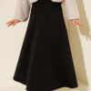 Basic Scuba Knit Hem Edge Skirt Black