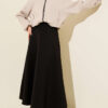 Basic Scuba Knit Hem Edge Skirt Black - الصورة 2