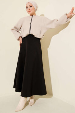 Alternative view of Basic Scuba Knit Hem Edge Skirt Black