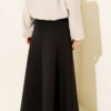 Basic Scuba Knit Hem Edge Skirt Black - الصورة 3