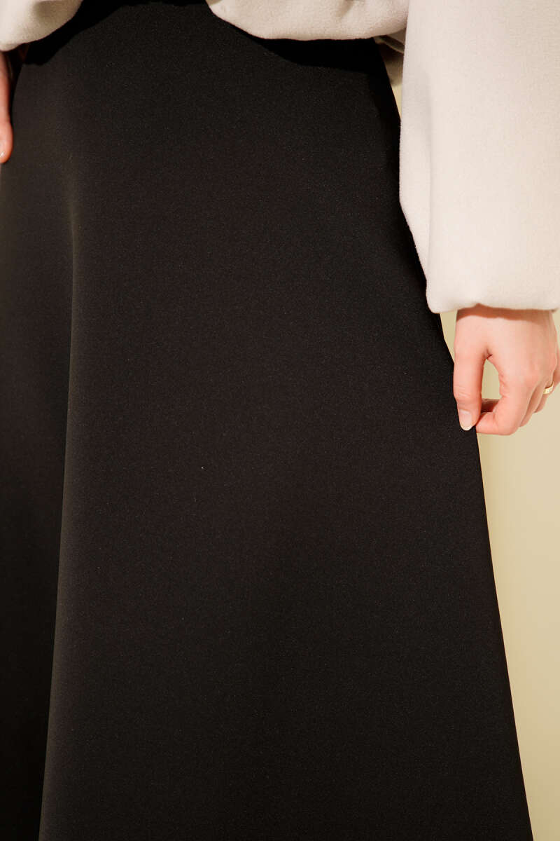 Basic Scuba Knit Hem Edge Skirt Black - الصورة 4