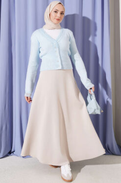 Alternative view of Basic Scuba Knit Hem Edge Skirt Stone