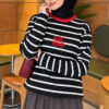 Printed Horizontal Stripe Tunic Black – Bild 3