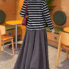 Printed Horizontal Stripe Tunic Black – Bild 4