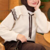 Baby Collar Knit Sweater with Ribbon Detail Beige