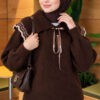 Baby Collar Knit Sweater with Ribbon Detail Brown