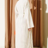 Waist-Drawstring Crew Neck Knit Dress Beige – Image 3