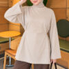 Waist-Drawstring Velvet Tunic Beige