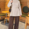 Waist-Drawstring Velvet Tunic Beige - الصورة 2