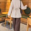 Waist-Drawstring Velvet Tunic Beige - الصورة 3