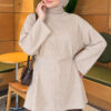 Waist-Drawstring Velvet Tunic Beige - الصورة 4
