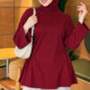 Waist-Drawstring Velvet Tunic Burgundy