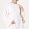 Waist-Drawstring Velvet Tunic Ecru