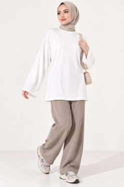 Alternative view of Waist-Drawstring Velvet Tunic Ecru