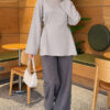 Waist-Drawstring Velvet Tunic Grey - immagine 2