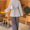 Waist-Drawstring Velvet Tunic Grey - immagine 3
